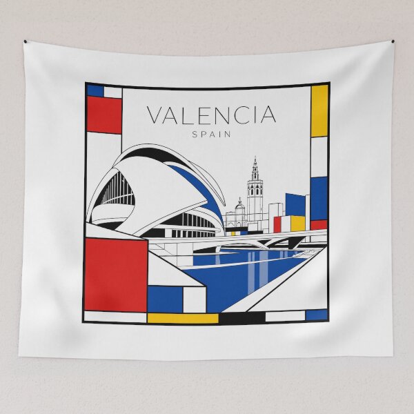 Item preview, Valencia Mondrian style poster 3D designed and sold by CMYKStudio.