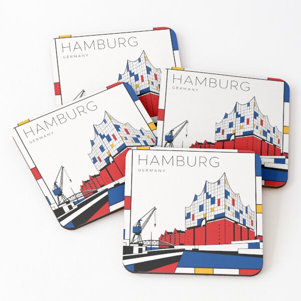 Item preview, Póster 3D de Hamburgo al estilo Mondrian designed and sold by CMYKStudio.