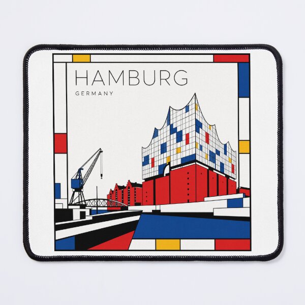 Item preview, Hamburg Mondrian style poster 3D designed and sold by CMYKStudio.