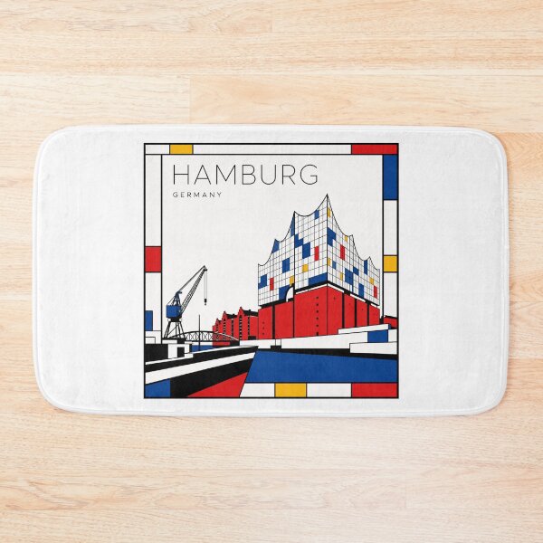 Item preview, Hamburg Mondrian style poster 3D designed and sold by CMYKStudio.