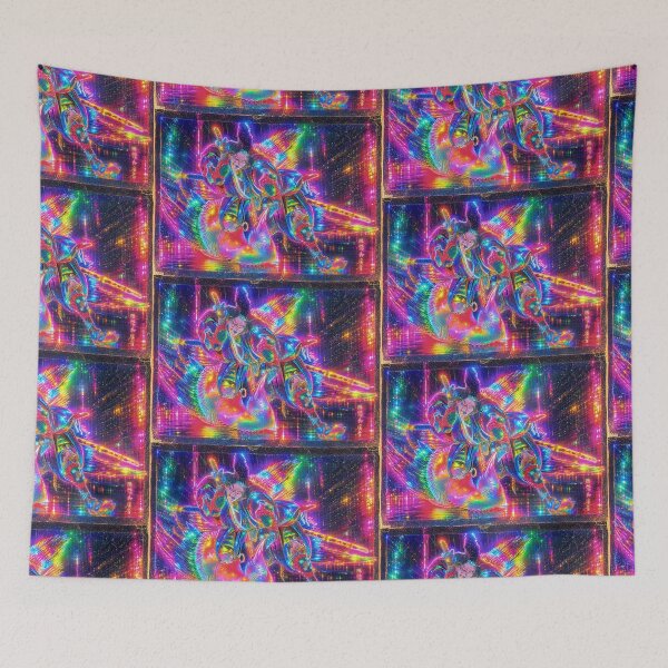 Item preview, Cyberpunk Ukiyo-e Rainbow Samurai | Rainbow Tokyo Nightscape | Japanese Warrior Art designed and sold by RhymeArc.