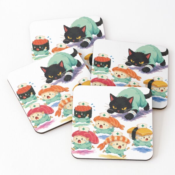 Item preview, Dangerous Patient - Funny Cat and Sushi Characters Illustration designed and sold by medicalkinoko.