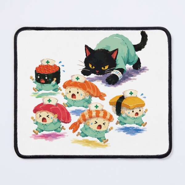 Item preview, Dangerous Patient - Funny Cat and Sushi Characters Illustration designed and sold by medicalkinoko.