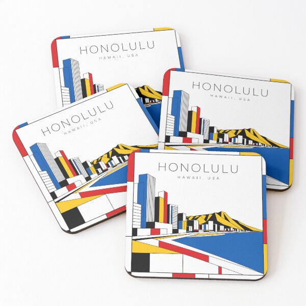 Item preview, Honolulu Mondrian style poster 3D designed and sold by CMYKStudio.