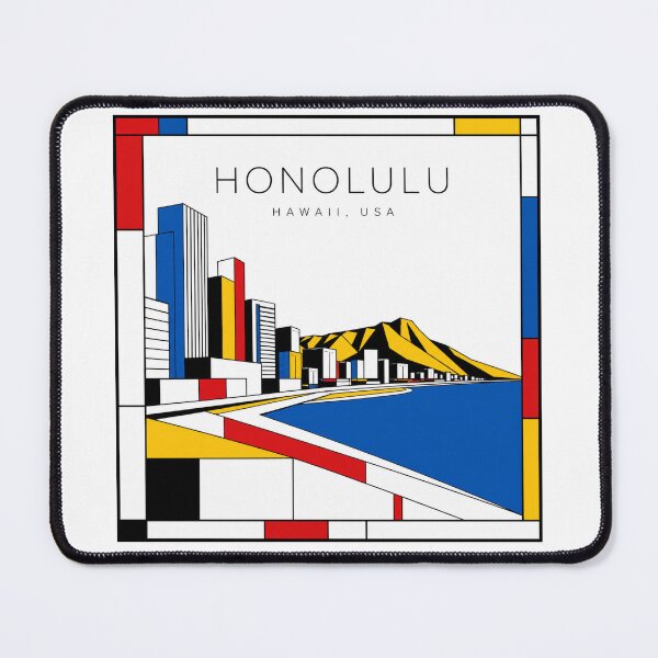 Item preview, Honolulu Mondrian style poster 3D designed and sold by CMYKStudio.