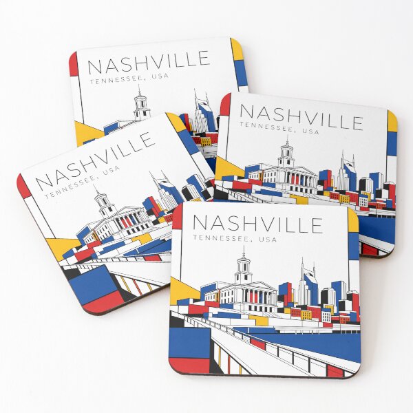 Item preview, Nashville Mondrian style poster 3D designed and sold by CMYKStudio.
