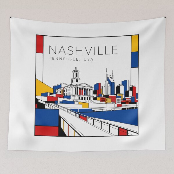 Item preview, Nashville Mondrian style poster 3D designed and sold by CMYKStudio.