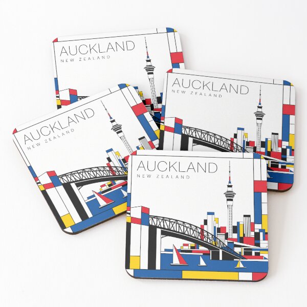 Item preview, Auckland Mondrian style poster 3D designed and sold by CMYKStudio.