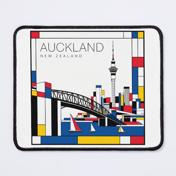 Item preview, Auckland Mondrian style poster 3D designed and sold by CMYKStudio.