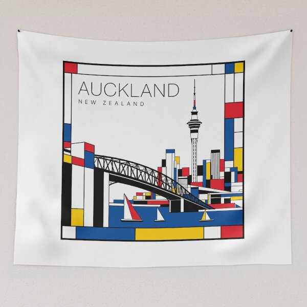 Item preview, Auckland Mondrian style poster 3D designed and sold by CMYKStudio.