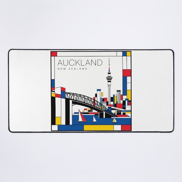 Item preview, Auckland Mondrian style poster 3D designed and sold by CMYKStudio.