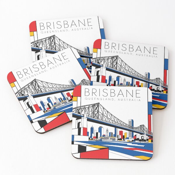 Item preview, Brisbane Mondrian style poster 3D designed and sold by CMYKStudio.