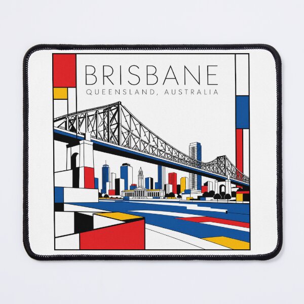 Item preview, Brisbane Mondrian style poster 3D designed and sold by CMYKStudio.