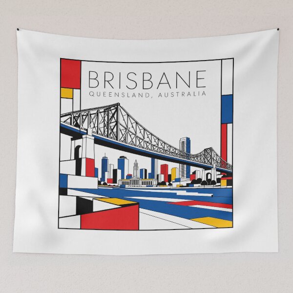 Item preview, Brisbane Mondrian style poster 3D designed and sold by CMYKStudio.