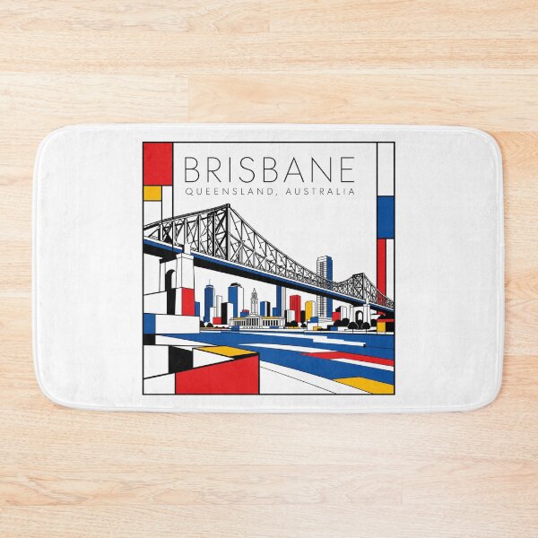 Item preview, Brisbane Mondrian style poster 3D designed and sold by CMYKStudio.