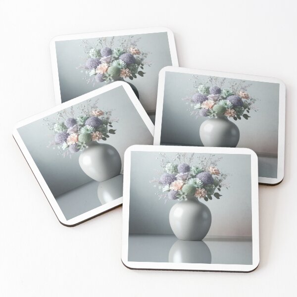 Item preview, Pastel Flower Bouquet in White Vase, Soft Botanical Still Lifec designed and sold by NarjaShop.
