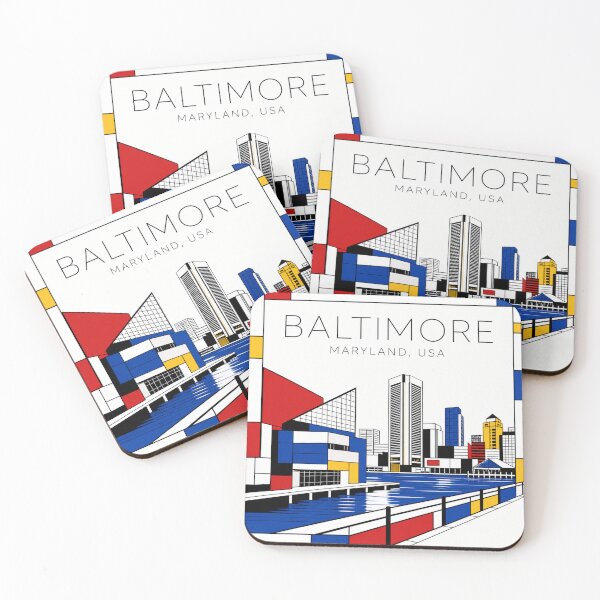 Item preview, Baltimore Mondrian style poster 3D designed and sold by CMYKStudio.