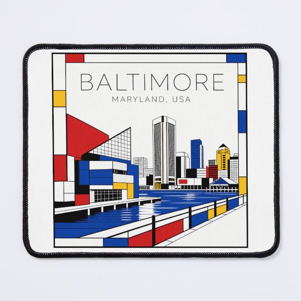 Item preview, Baltimore Mondrian style poster 3D designed and sold by CMYKStudio.