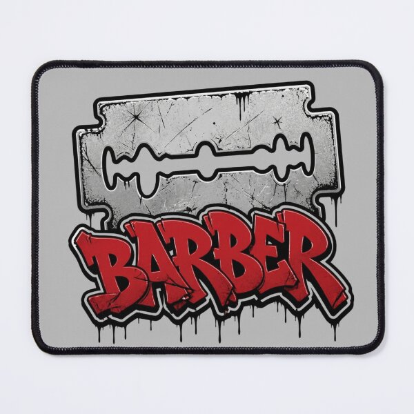 Item preview, Silver Razor Blade Barber Red Graffiti Streetwear Art designed and sold by Barber MD Culture.