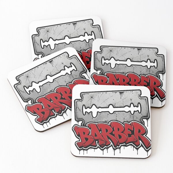 Item preview, Silver Razor Blade Barber Red Graffiti Streetwear Art designed and sold by Barber MD Culture.