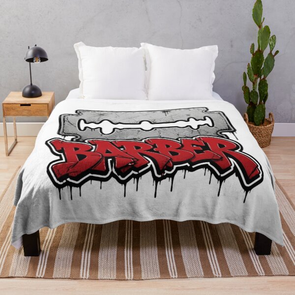 Item preview, Silver Razor Blade Barber Red Graffiti Streetwear Art designed and sold by Barber MD Culture.
