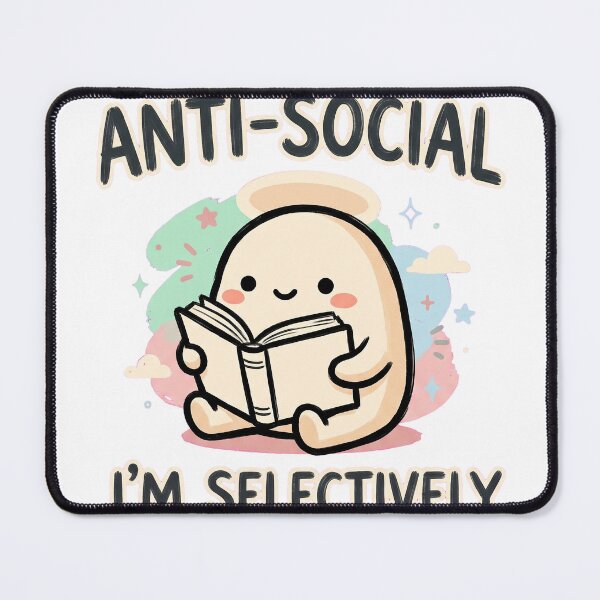Item preview, Selectively Social Bookworm Cute Character T-Shirt Design designed and sold by KIDEnia.