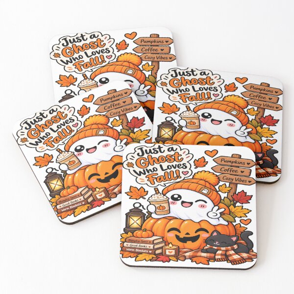 Item preview, Just a Ghost Who Loves Fall – Cute Halloween Ghost Coffee & Cat designed and sold by ghatwalsachin.