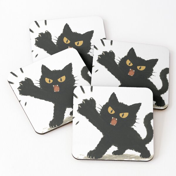 Item preview, Angry Black Cat - Hissing Feline Illustration designed and sold by medicalkinoko.