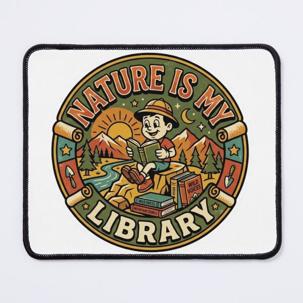 Item preview, Nature Is My Library Vintage Retro Reading Outdoors Badge designed and sold by lovepower.