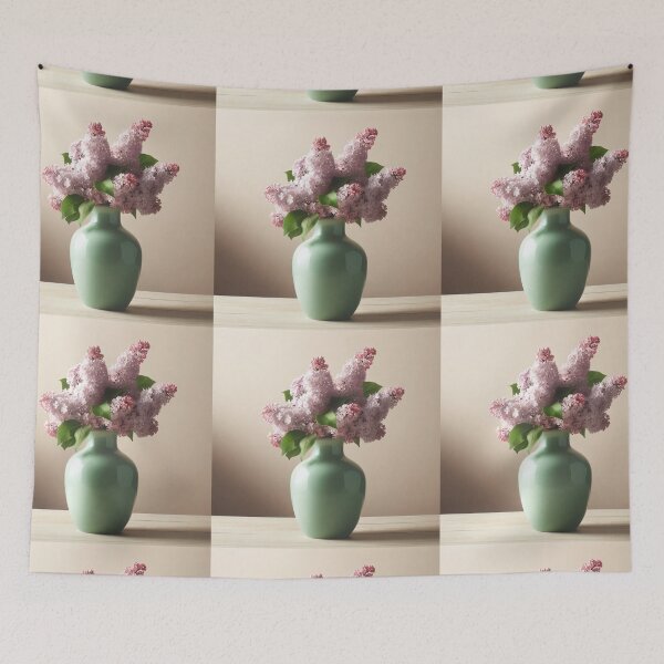 Item preview, Pink Lilac Flowers in Mint Green Vase, Soft Spring Floral Still Life designed and sold by NarjaShop.