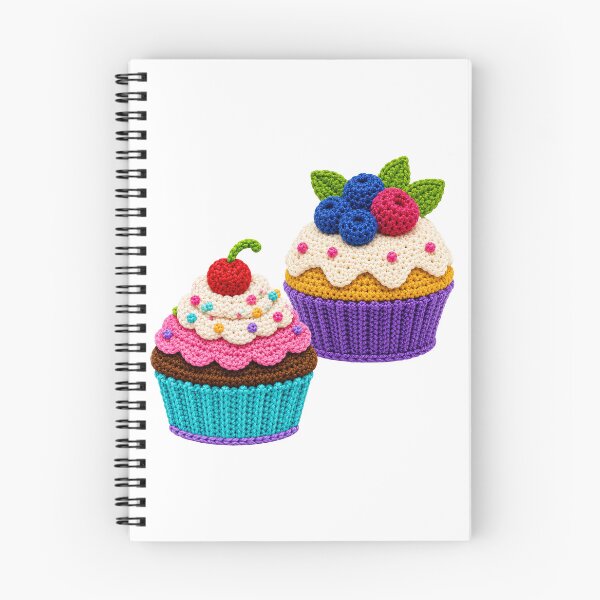 Item preview, Retro Crochet-Style Pair of Cupcakes Print Shapes Mania designed and sold by Shapes-Mania.