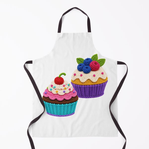 Item preview, Retro Crochet-Style Pair of Cupcakes Print Shapes Mania designed and sold by Shapes-Mania.