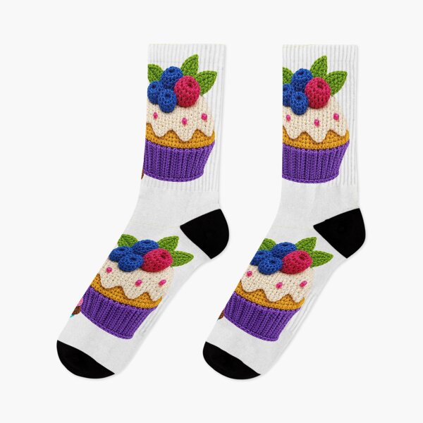 Item preview, Retro Crochet-Style Pair of Cupcakes Print Shapes Mania designed and sold by Shapes-Mania.