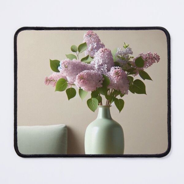 Item preview, Pink Lilac Flowers in Mint Green Vase, Pastel Spring Floral Still Life designed and sold by NarjaShop.
