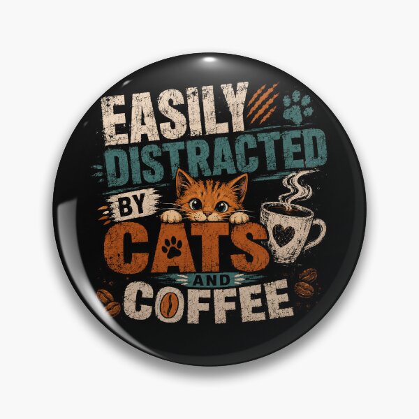Item preview, Easily Distracted By Cats And Coffee Cat Lover Gift designed and sold by RetroMini2026.