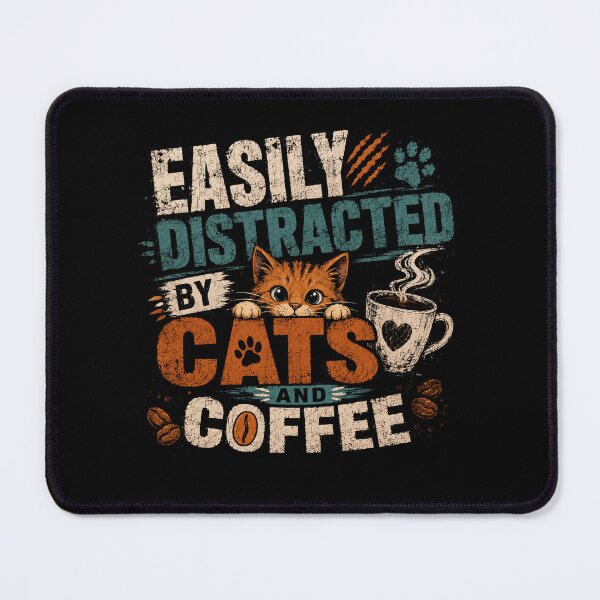 Item preview, Easily Distracted By Cats And Coffee Cat Lover Gift designed and sold by RetroMini2026.