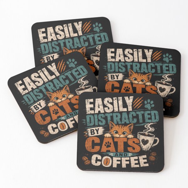 Item preview, Easily Distracted By Cats And Coffee Cat Lover Gift designed and sold by RetroMini2026.