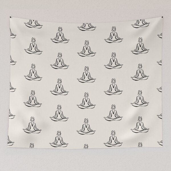 Item preview, Meditating Woman Yoga Mindfulness Line Art designed and sold by jianina-alondra.