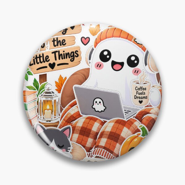 Item preview, Work Hard Stay Cozy Ghost – Cute Coffee, Cat & Autumn Workspace designed and sold by ghatwalsachin.
