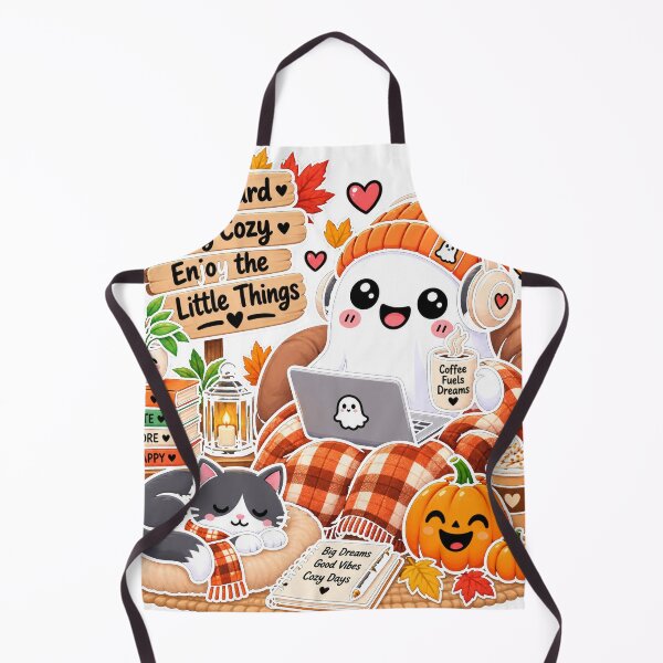 Item preview, Work Hard Stay Cozy Ghost – Cute Coffee, Cat & Autumn Workspace designed and sold by ghatwalsachin.