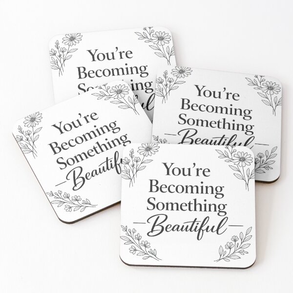 Item preview, You’re Becoming Something Beautiful – Minimalist Floral Line Art Quote Design designed and sold by EdgeSphere.