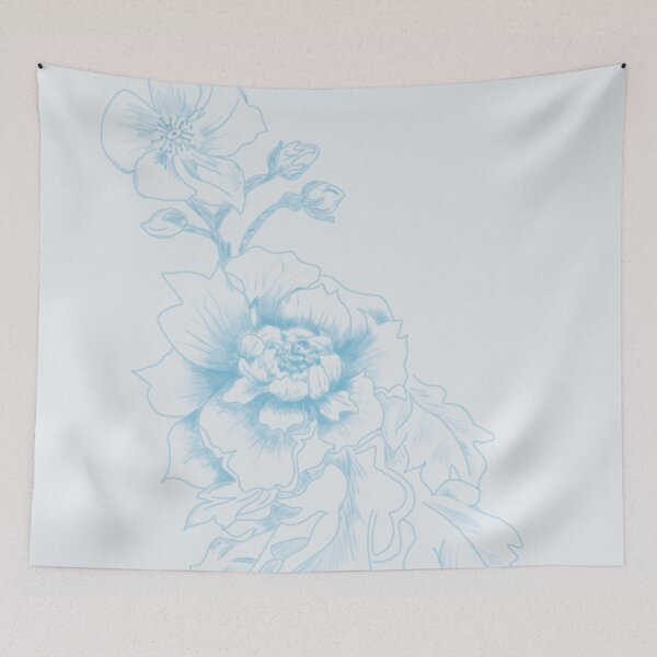 Item preview, Delicate Light Blue Peony Line Drawing designed and sold by JulesGoyco.