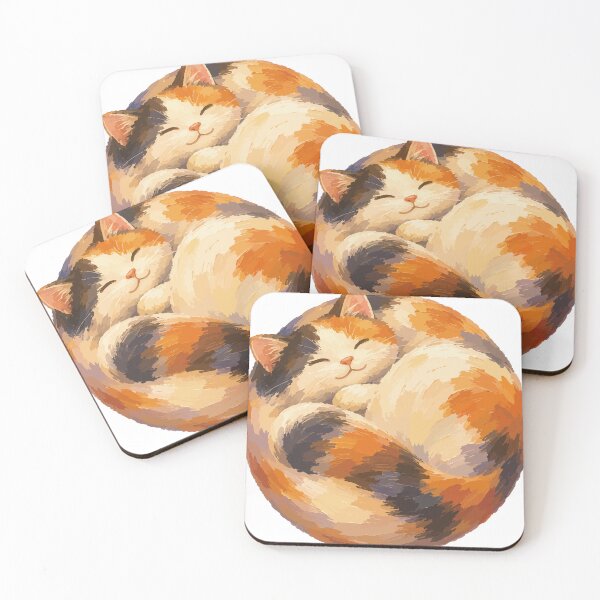 Item preview, Sleeping Calico Cat - Cozy Curled Cat Illustration designed and sold by medicalkinoko.