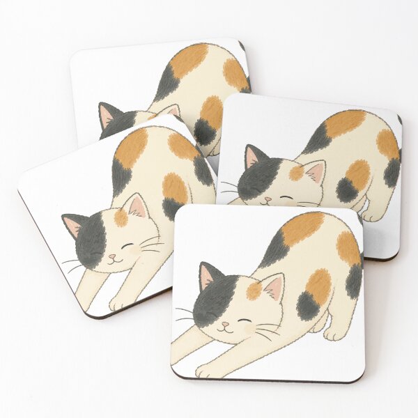 Item preview, Stretching Calico Cat - Playful Morning Stretch Illustration designed and sold by medicalkinoko.