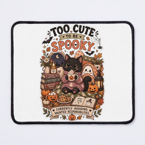 Item preview, Too Cute To Be Spooky Halloween Black Cat Autumn Art designed and sold by DreamyBrushArt.