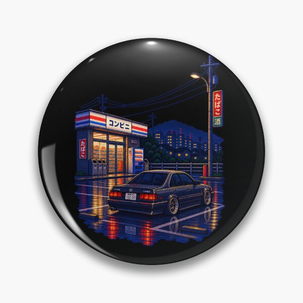 Item preview, Retro Japanese Night Ride – Pixel Car Culture designed and sold by BYVOK.