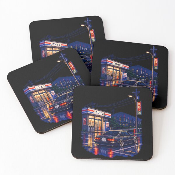 Item preview, Retro Japanese Night Ride – Pixel Car Culture designed and sold by BYVOK.