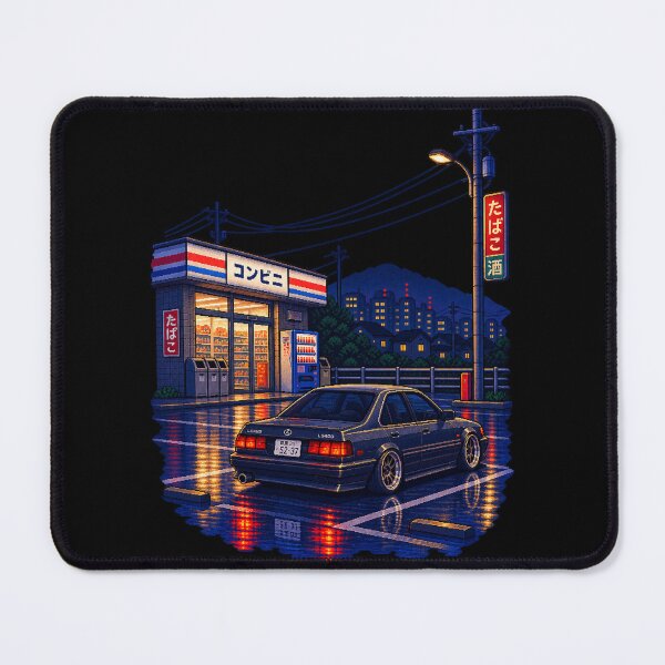 Item preview, Retro Japanese Night Ride – Pixel Car Culture designed and sold by BYVOK.