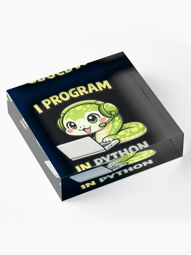 Thumbnail 4 of 5, Acrylic Block, I Program in Python - Cute Snake Programmer Coding designed and sold by TeeTimeTreasure.