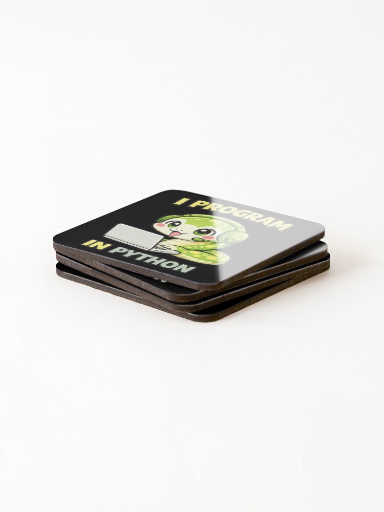 Thumbnail 4 of 5, Coasters (Set of 4), I Program in Python - Cute Snake Programmer Coding designed and sold by TeeTimeTreasure.